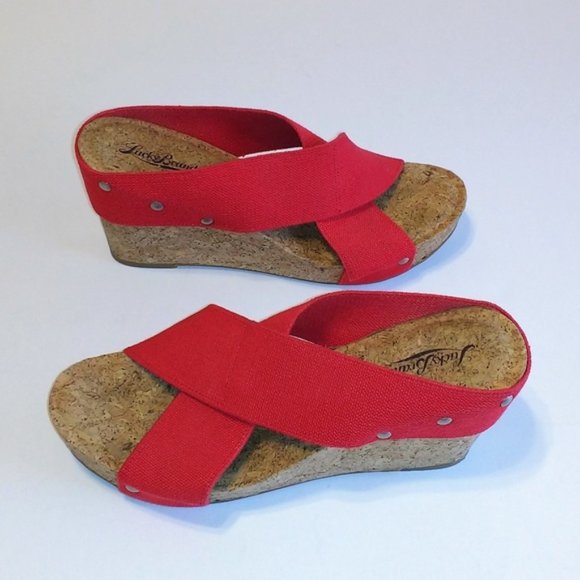 *Lucky Brand red cork wedges 10M - Picture 6 of 8